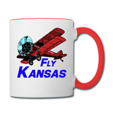 Fly Kansas - Biplane - Contrast Coffee Mug - white/red