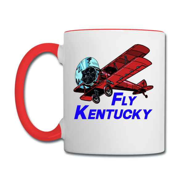 Fly Kentucky Biplane - Contrast Coffee Mug - white/red