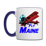 Fly Maine - Biplane - Contrast Coffee Mug - white/cobalt blue