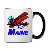 Fly Maine - Biplane - Contrast Coffee Mug - white/black