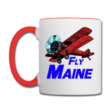 Fly Maine - Biplane - Contrast Coffee Mug - white/red