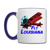 Fly Louisiana - Biplane - Contrast Coffee Mug - white/cobalt blue