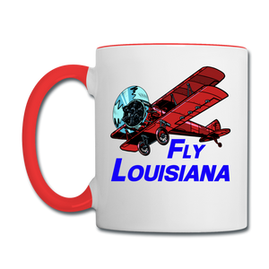 Fly Louisiana - Biplane - Contrast Coffee Mug - white/red