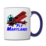 Fly Maryland - Biplane - Contrast Coffee Mug - white/cobalt blue