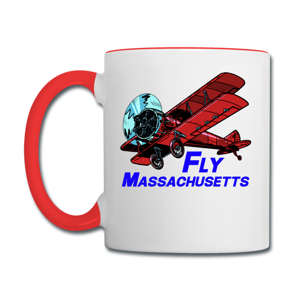 Fly Massachusetts - Biplane - Contrast Coffee Mug - white/red