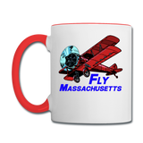Fly Massachusetts - Biplane - Contrast Coffee Mug - white/red