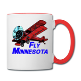 Fly Minnesota - Biplane - Contrast Coffee Mug - white/red