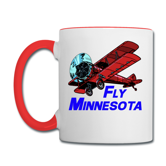 Fly Minnesota - Biplane - Contrast Coffee Mug - white/red