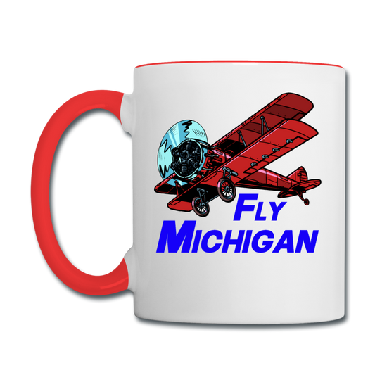 Fly Michigan - Biplane - Contrast Coffee Mug - white/red