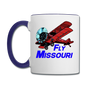 Fly Missouri - Biplane - Contrast Coffee Mug - white/cobalt blue