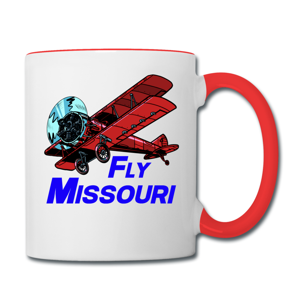 Fly Missouri - Biplane - Contrast Coffee Mug - white/red