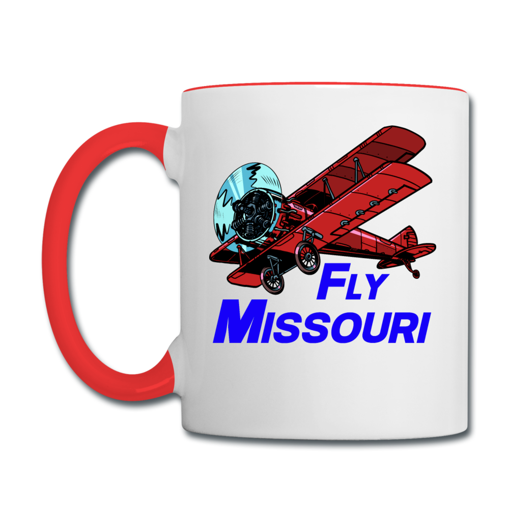 Fly Missouri - Biplane - Contrast Coffee Mug - white/red