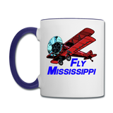 Fly Mississippi - Biplane - Contrast Coffee Mug - white/cobalt blue