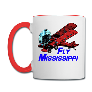Fly Mississippi - Biplane - Contrast Coffee Mug - white/red