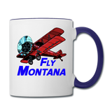 Fly Montana - Biplane - Contrast Coffee Mug - white/cobalt blue