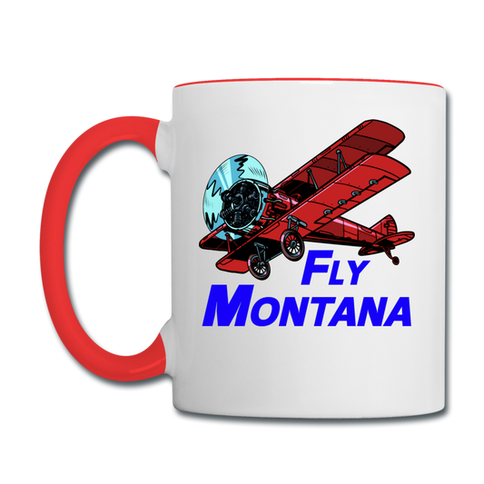 Fly Montana - Biplane - Contrast Coffee Mug - white/red