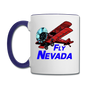 Fly Nevada - Biplane - Contrast Coffee Mug - white/cobalt blue