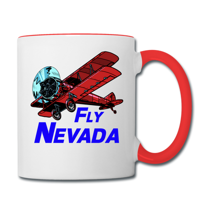 Fly Nevada - Biplane - Contrast Coffee Mug - white/red