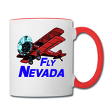 Fly Nevada - Biplane - Contrast Coffee Mug - white/red