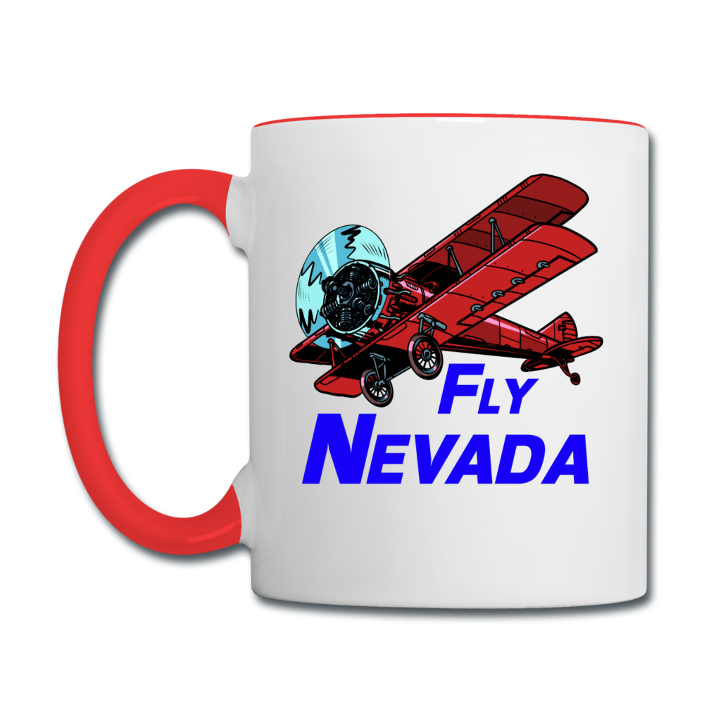 Fly Nevada - Biplane - Contrast Coffee Mug - white/red