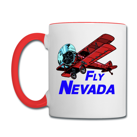 Fly Nevada - Biplane - Contrast Coffee Mug - white/red