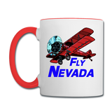 Fly Nevada - Biplane - Contrast Coffee Mug - white/red