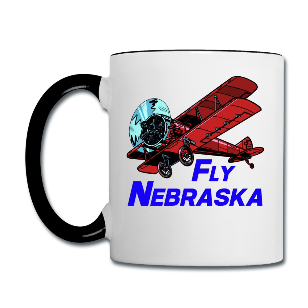 Fly Nebraska - Biplane - Contrast Coffee Mug - white/black