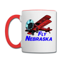 Fly Nebraska - Biplane - Contrast Coffee Mug - white/red