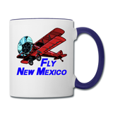 Fly New Mexico - Biplane - Contrast Coffee Mug - white/cobalt blue