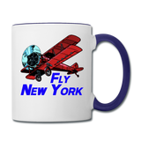 Fly New York - Biplane - Contrast Coffee Mug - white/cobalt blue