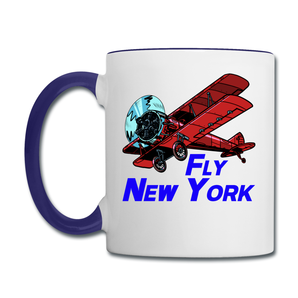 Fly New York - Biplane - Contrast Coffee Mug - white/cobalt blue