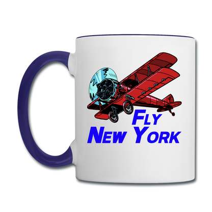 Fly New York - Biplane - Contrast Coffee Mug - white/cobalt blue