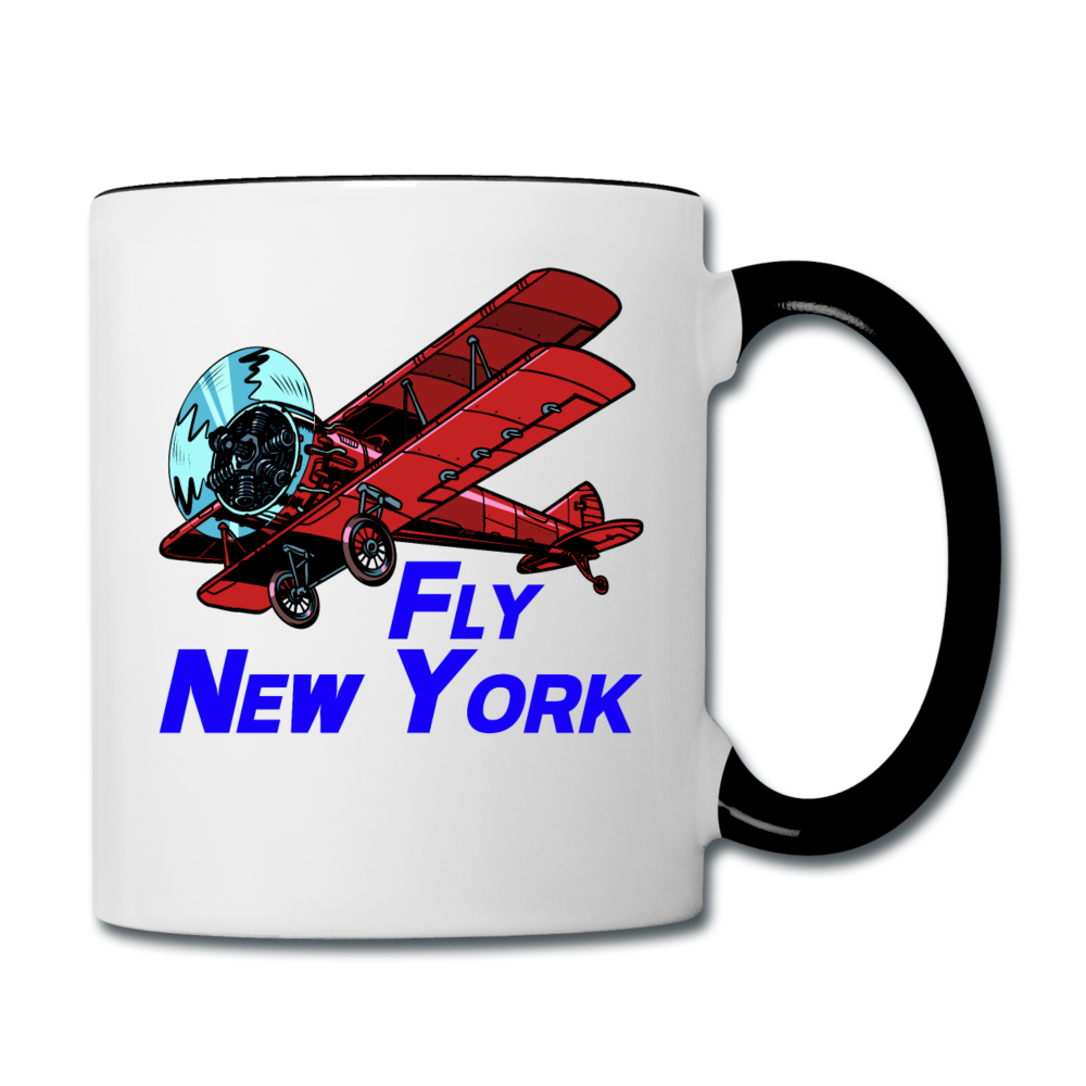 Fly New York - Biplane - Contrast Coffee Mug - white/black