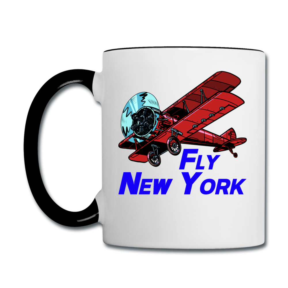 Fly New York - Biplane - Contrast Coffee Mug - white/black