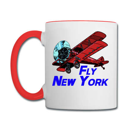 Fly New York - Biplane - Contrast Coffee Mug - white/red