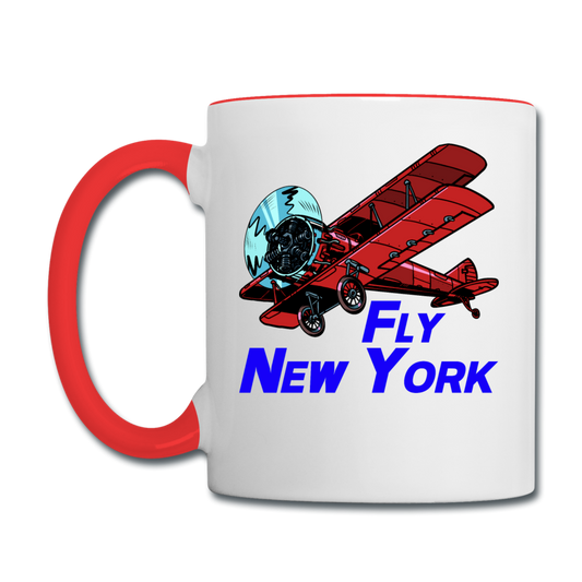 Fly New York - Biplane - Contrast Coffee Mug - white/red