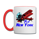 Fly New York - Biplane - Contrast Coffee Mug - white/red
