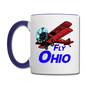 Fly Ohio - Biplane - Contrast Coffee Mug - white/cobalt blue