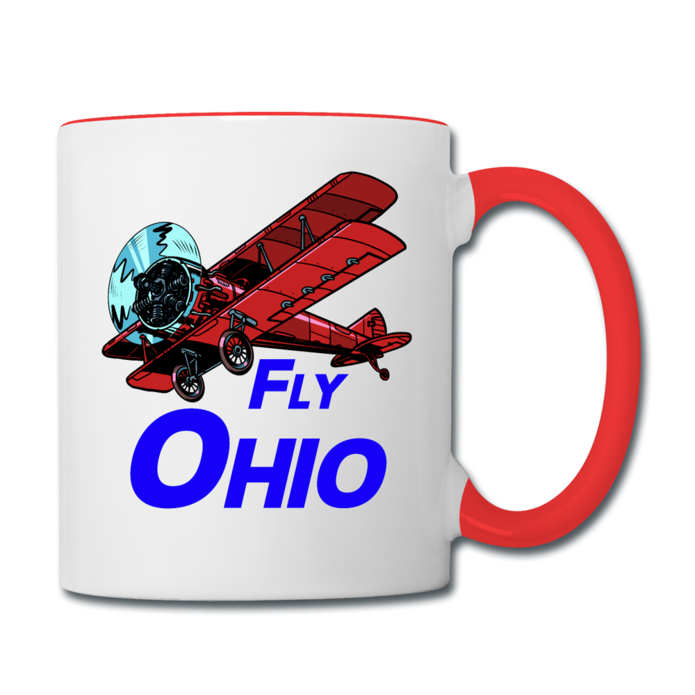 Fly Ohio - Biplane - Contrast Coffee Mug - white/red