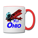 Fly Ohio - Biplane - Contrast Coffee Mug - white/red
