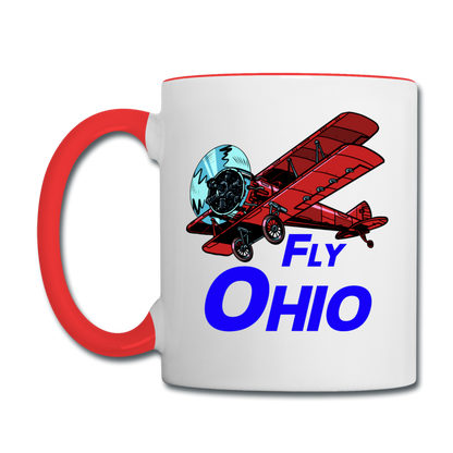 Fly Ohio - Biplane - Contrast Coffee Mug - white/red