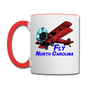 Fly North Carolina - Biplane - Contrast Coffee Mug - white/red