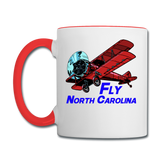 Fly North Carolina - Biplane - Contrast Coffee Mug - white/red