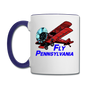 Fly Pennsylvania - Biplane - Contrast Coffee Mug - white/cobalt blue