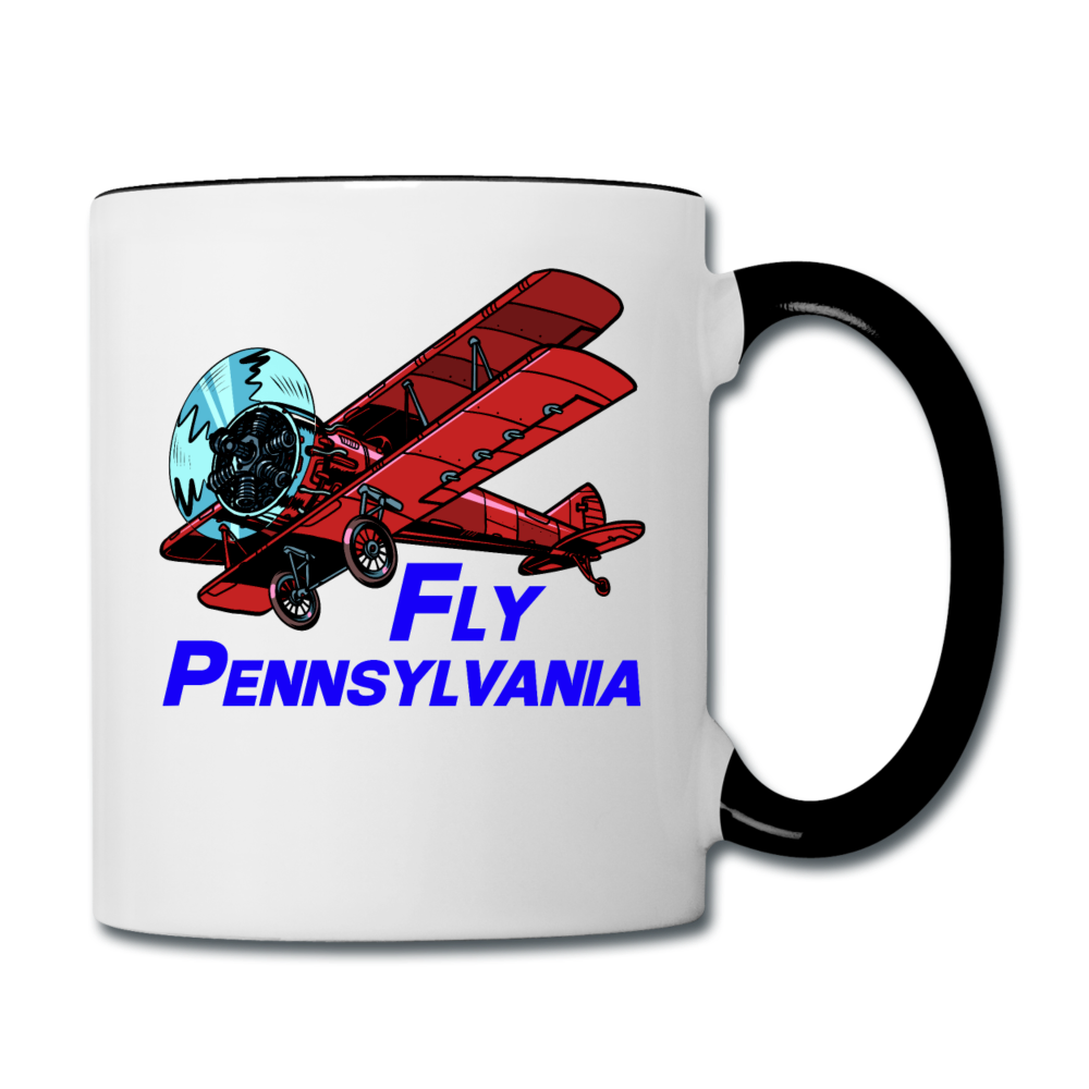 Fly Pennsylvania - Biplane - Contrast Coffee Mug - white/black