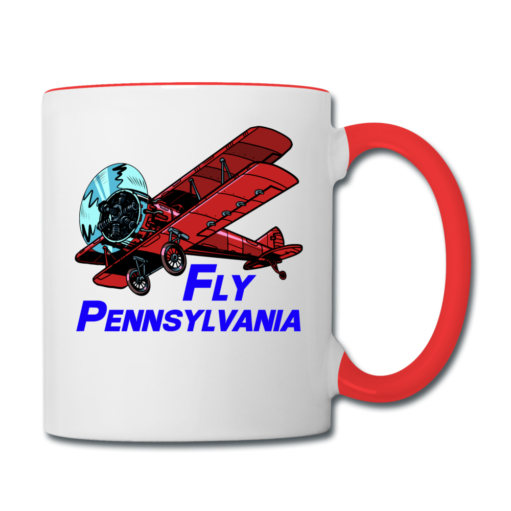 Fly Pennsylvania - Biplane - Contrast Coffee Mug - white/red