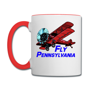 Fly Pennsylvania - Biplane - Contrast Coffee Mug - white/red