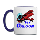 Fly Oregon - Biplane - Contrast Coffee Mug - white/cobalt blue