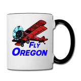 Fly Oregon - Biplane - Contrast Coffee Mug - white/black