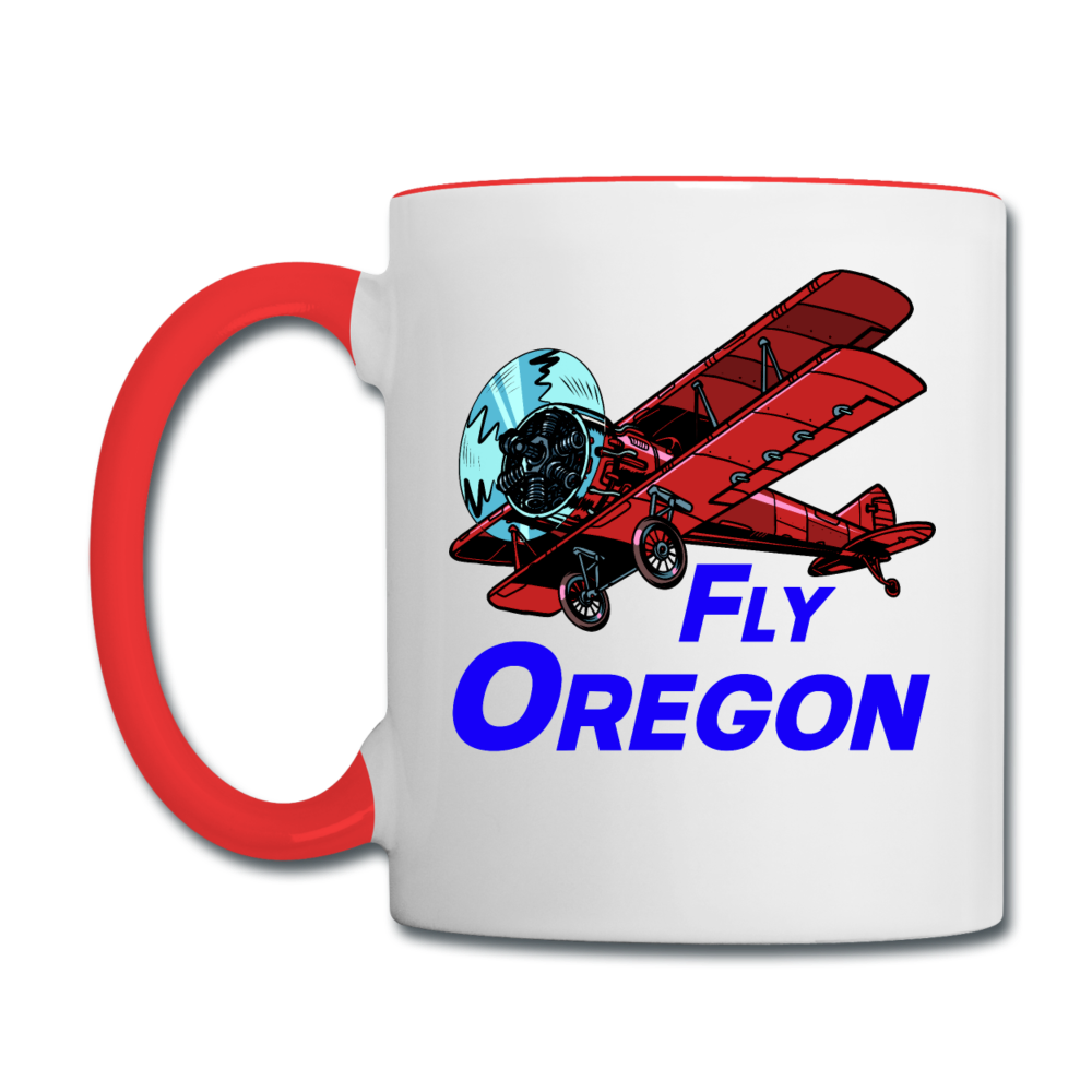 Fly Oregon - Biplane - Contrast Coffee Mug - white/red